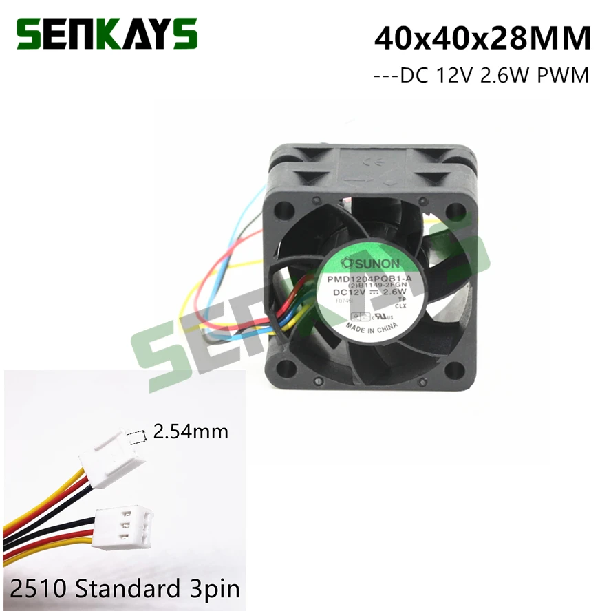Sunon 4028 40x40x28 мм 40 мм сервер вентилятор с двумя шарикоподшипниками PMD1204PQB1-A 12 В 2,6 Вт охлаждающий вентилятор 3PIN
