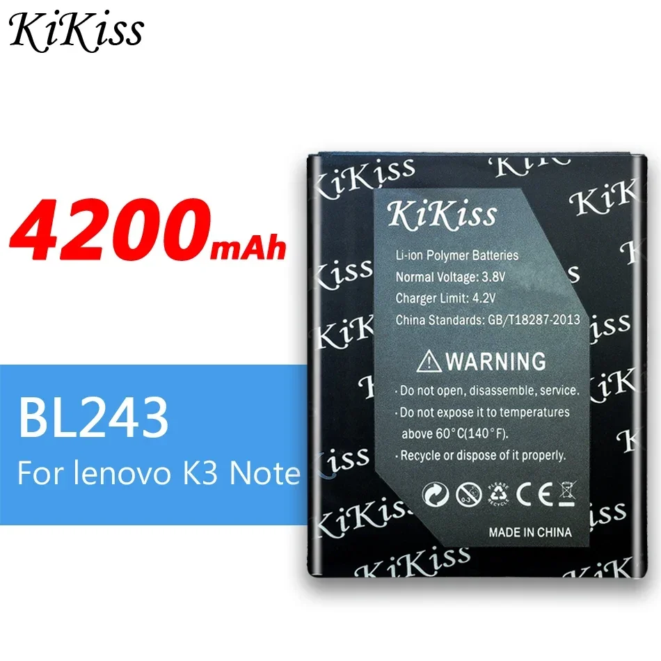 Аккумулятор для мобильного телефона KiKiss BL243 BL 243 BL-243 емкостью 4200 мАч Lenovo K3 Note K3Note