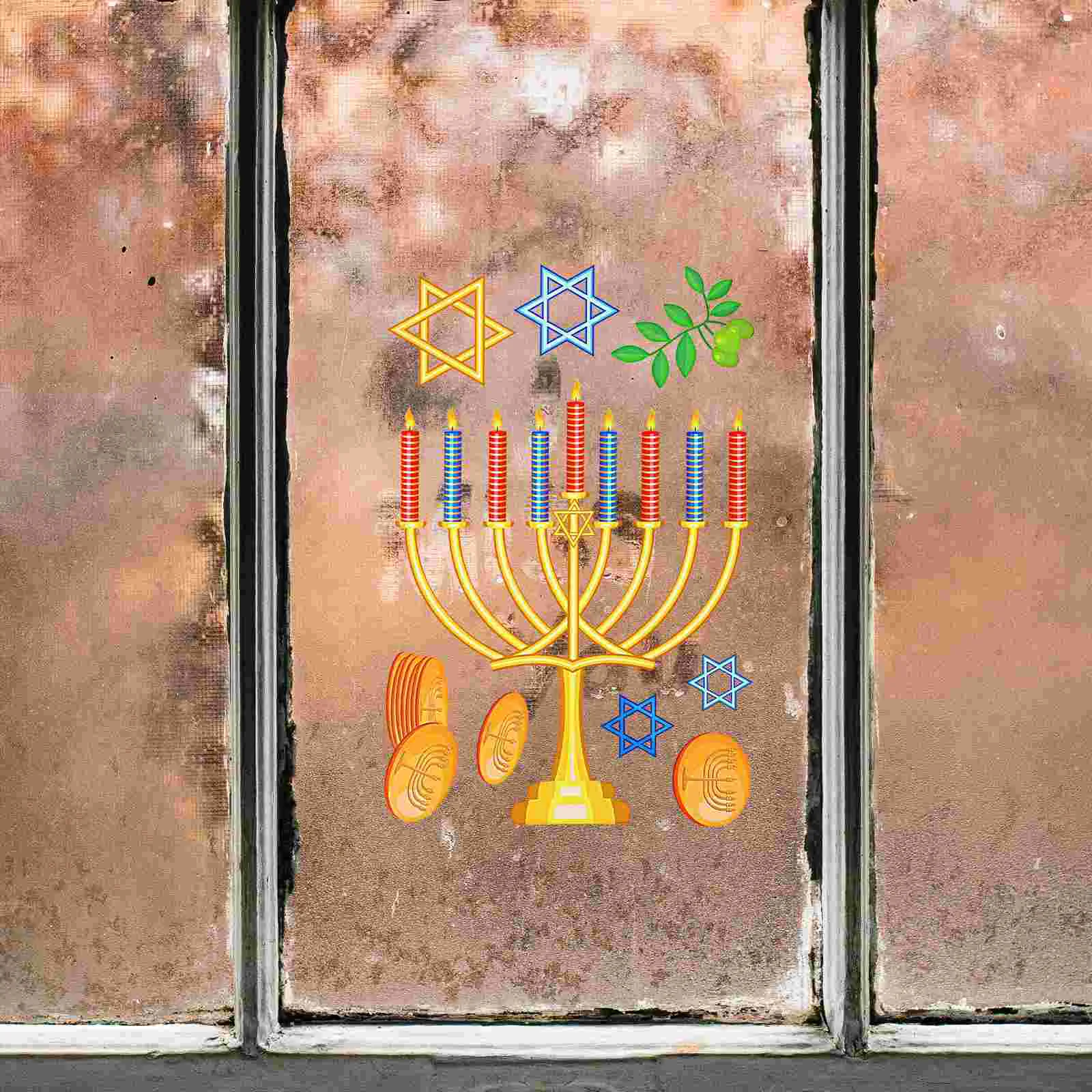 

9 Sheets Hanukkah Window Cling for Home Window Clings Decorative Window Decals Decoration