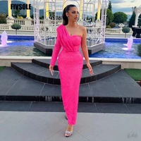 fivsole pink mermaid evening party gowns vestidos de festa 2022 off shoulder fashion sequin design princess birthday prom dress