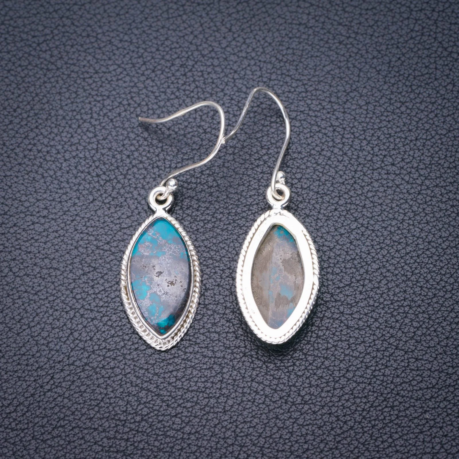 

StarGems Natural Chrysocolla Handmade 925 Sterling Silver Earrings 1.75" E6322