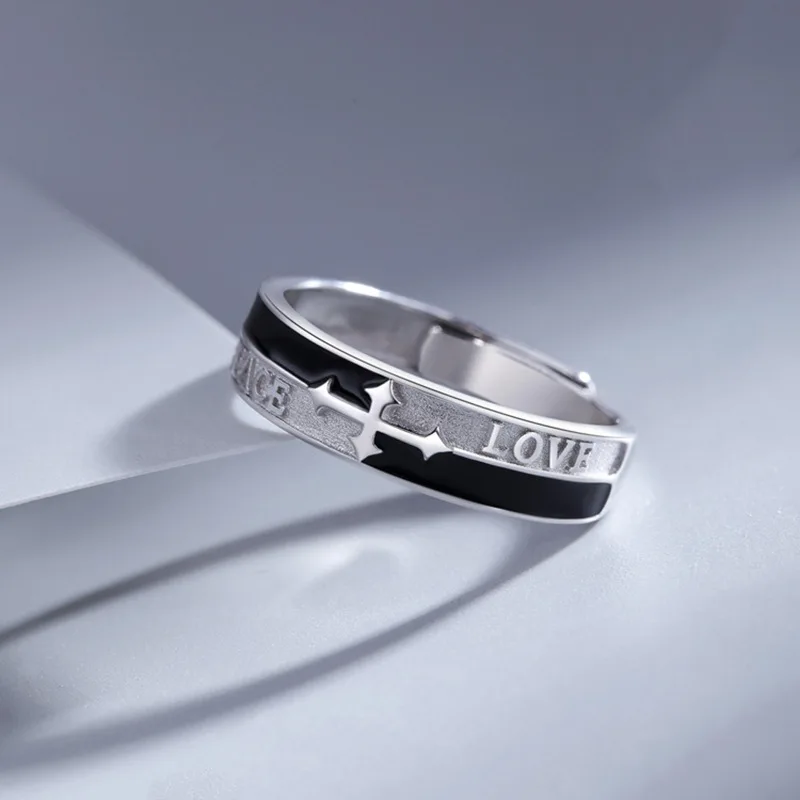 

Fashion Simple Faith Cross Rings For Men Party Holiday Gift Vintage Silver Color Open Index Finger Ring Punk Jewelry Accessory