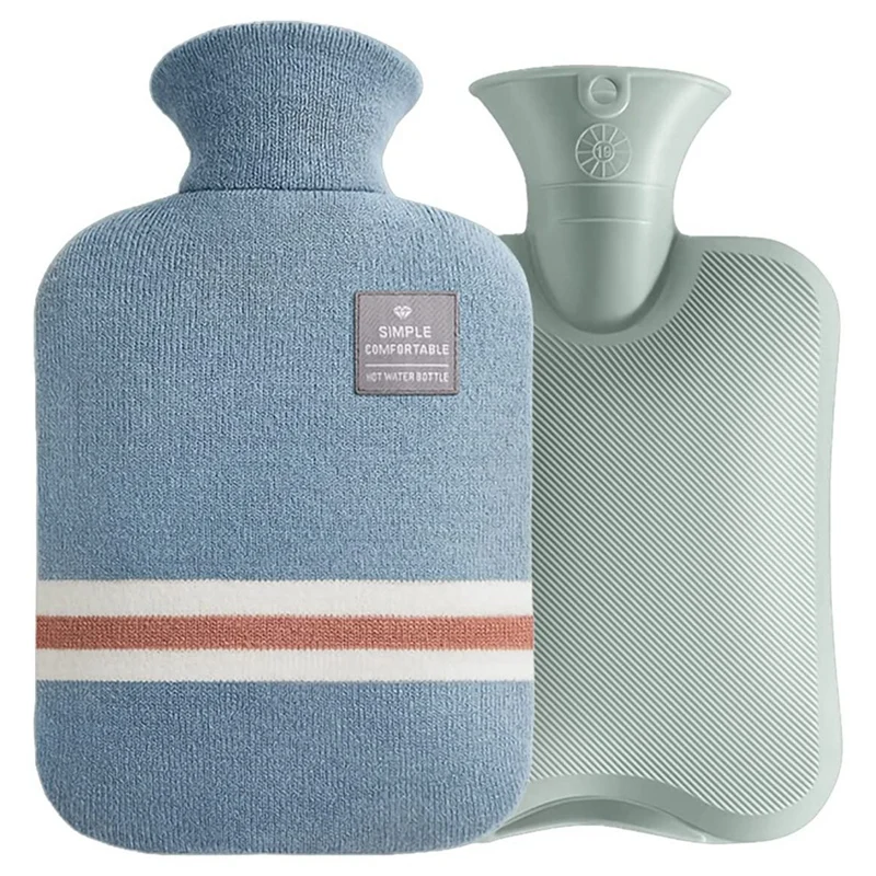 

2 Liter PVC Hot Water Bag Hot Water Bottle Heat Up And Refreezable Hot Cold Bag Hot Water Bag With Classic Striped (Sky Blue)