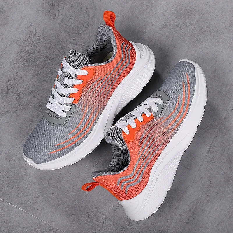 

New Fashion Vulcanize Platform Flats Mesh Bandage Shoes Casual Sports Women Orange Sneakers 41 42