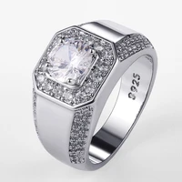 luxury silver color men aaa crystal zircon stone wedding ring brilliant noble engagement engage party plata rings s925 stamp