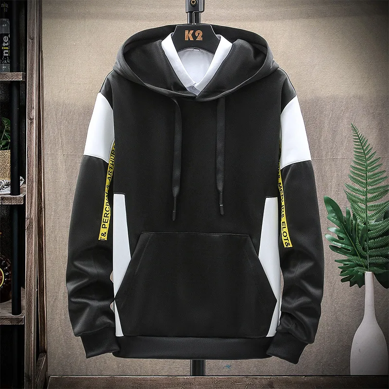 

New Men Hoodies Harajuku 2022 Spring Men's Casual Sweatshirts Streetwear Male Hooded Pullover Tops Gradient Patchwork 540730