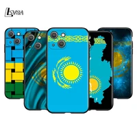 kazakhstan flag silicone cover for apple iphone 13 12 mini 11 pro xs max xr x 8 7 6s 6 plus 5s se black phone case
