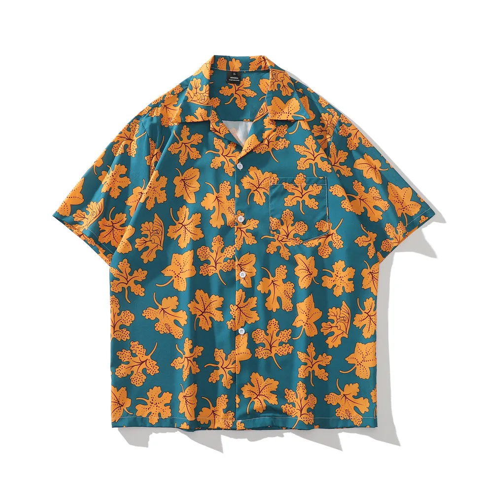 

OSCN7 Повседневная Уличная рубашка с коротким рукавом и принтом для мужчин 2022 Гавайские пляжные Большие женские модные рубашки Harujuku для мужчи...