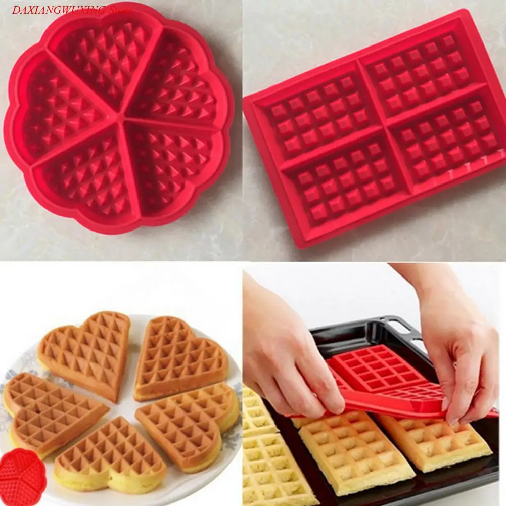 

Family Silicone Waffle Mold Maker Pan Microwave Baking Cookie Cake Muffin Bakeware Cooking Tools Kitchen Accessories Supplies