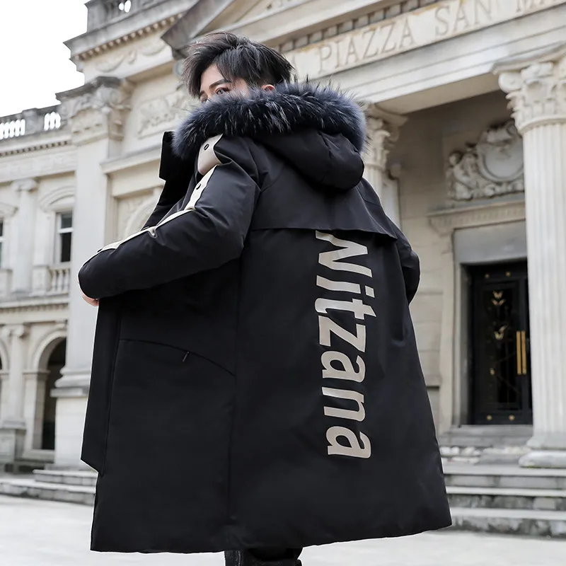 Cotton Coat Men's Mid-length Down Cotton Thick Coat Trend New Winter Korean Clothes Winter Cotton Clothes