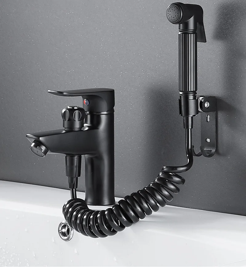 Luxury Brass Basin Faucet Set Bathroom Bathtub Shower with Handheld Head Hot And Cold Water Mixer for Hair Wash