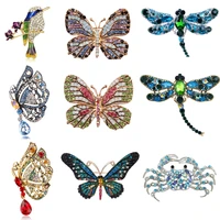 enamel butterfly bragonfly bird crab brooches for men and womens metal rhinestone insects banquet wedding bouquet brooch