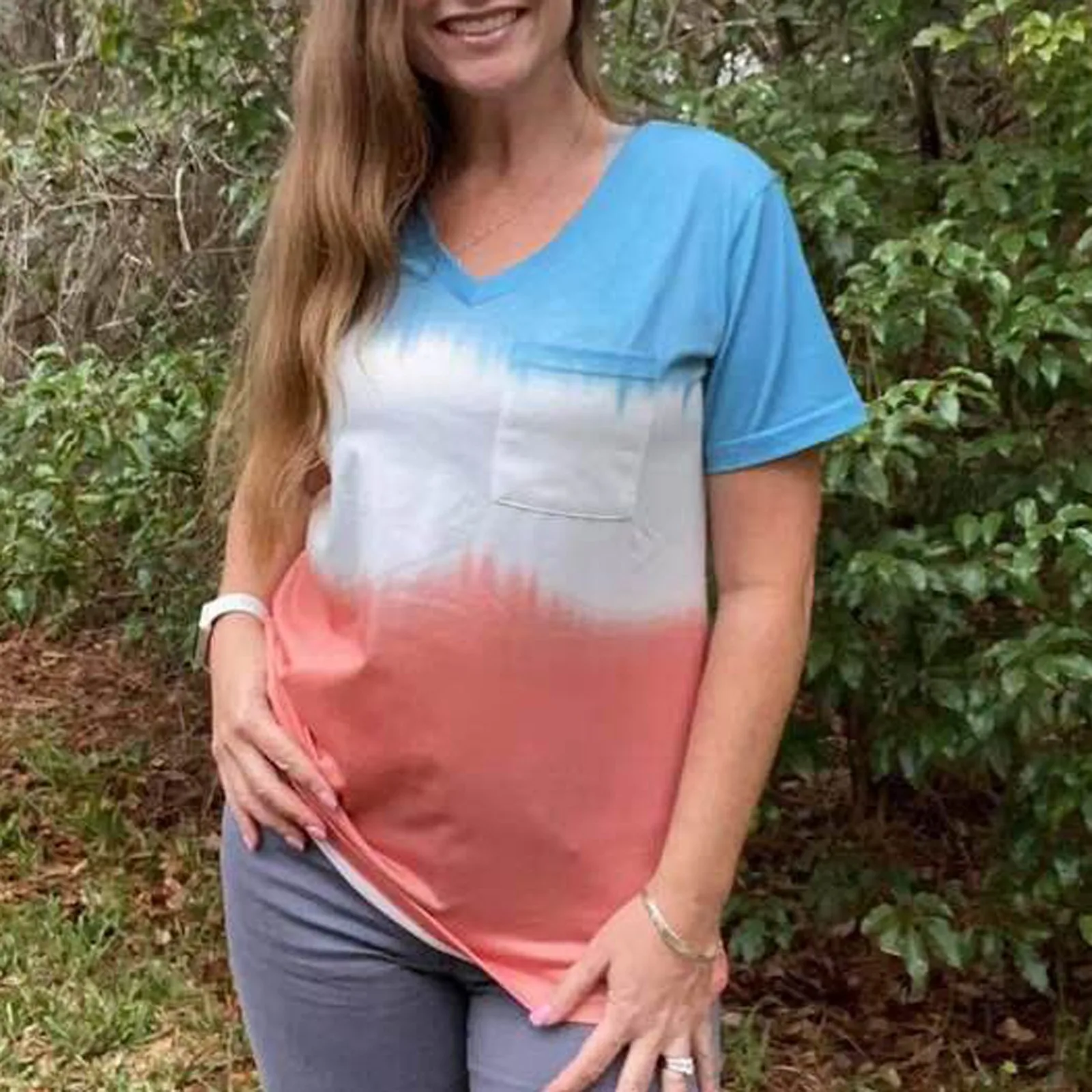 

Топ женский с V-образным вырезом и коротким рукавом