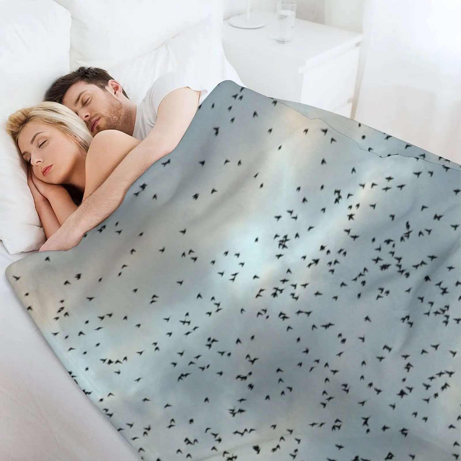 Murmuration Starlings Флок птиц Плед тяжелое для сна Роскошные одеяла