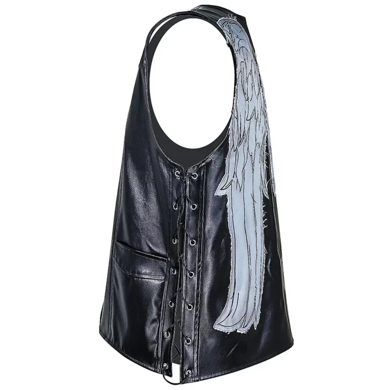 Черная кожаная жилетка с рисунком из мультфильма ужасы ТВ Ходячие мертвецы