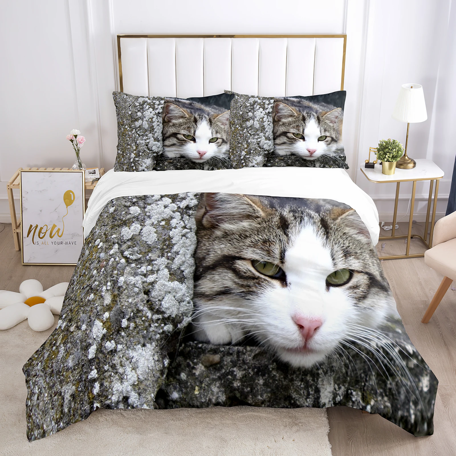 

3D Cute Wolves Cat Dog Print Bedding Set Cute Duvet Quilt Pattern Bed Cover With Pillowcases Custom Cover Animal
