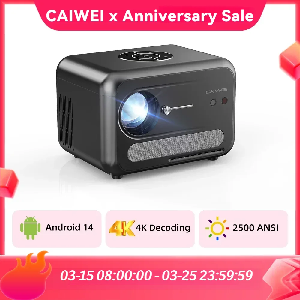 Фото CAIWEI A6G 4K проектор Full HD 1080P Android домашний кинотеатр Smart TV для фильмов видео проекторы с автофокусным лучом сертификат Google №1