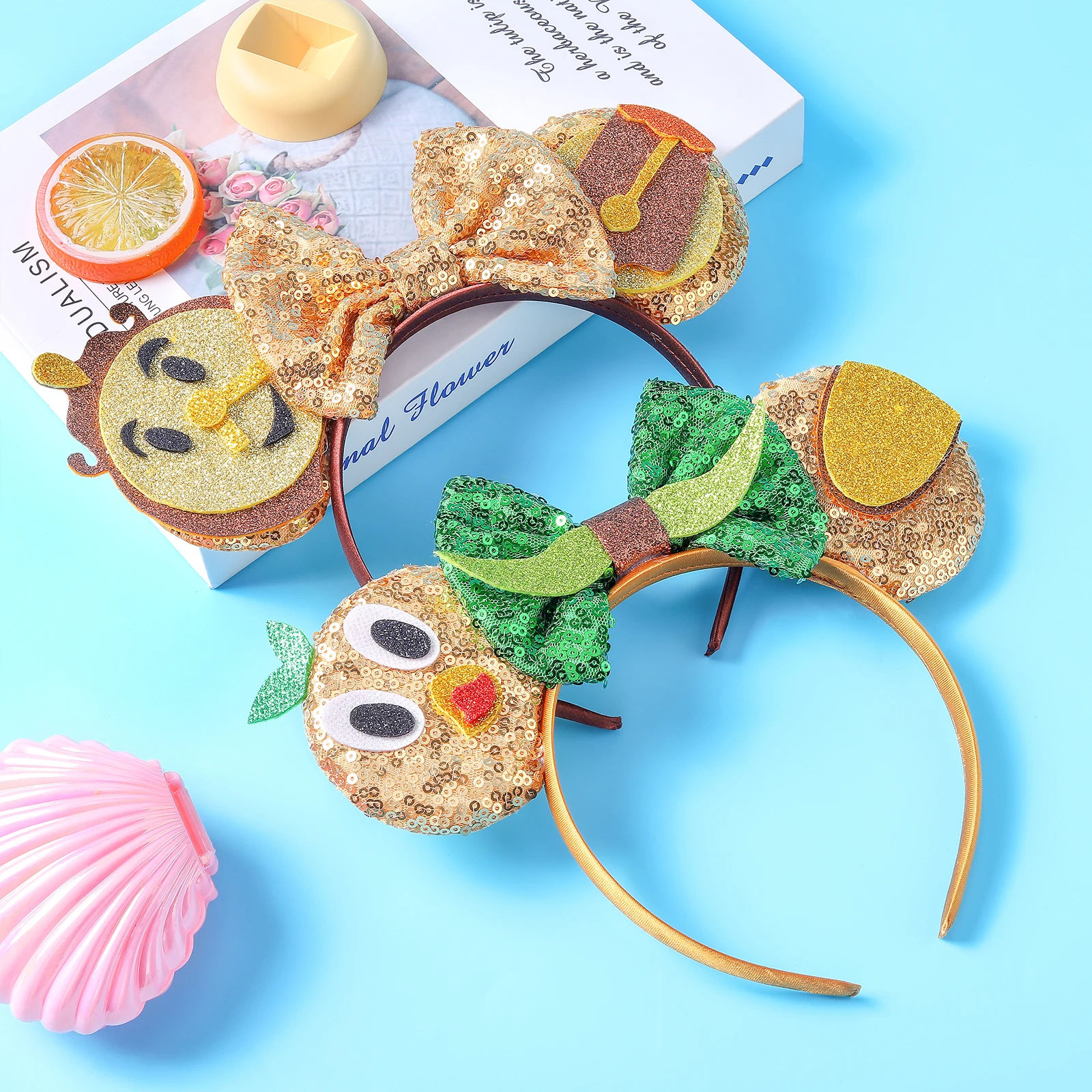 

Повязка на голову candyfemale 2022 детская, с мышиными ушками, с блестками и бантом, для вечерние