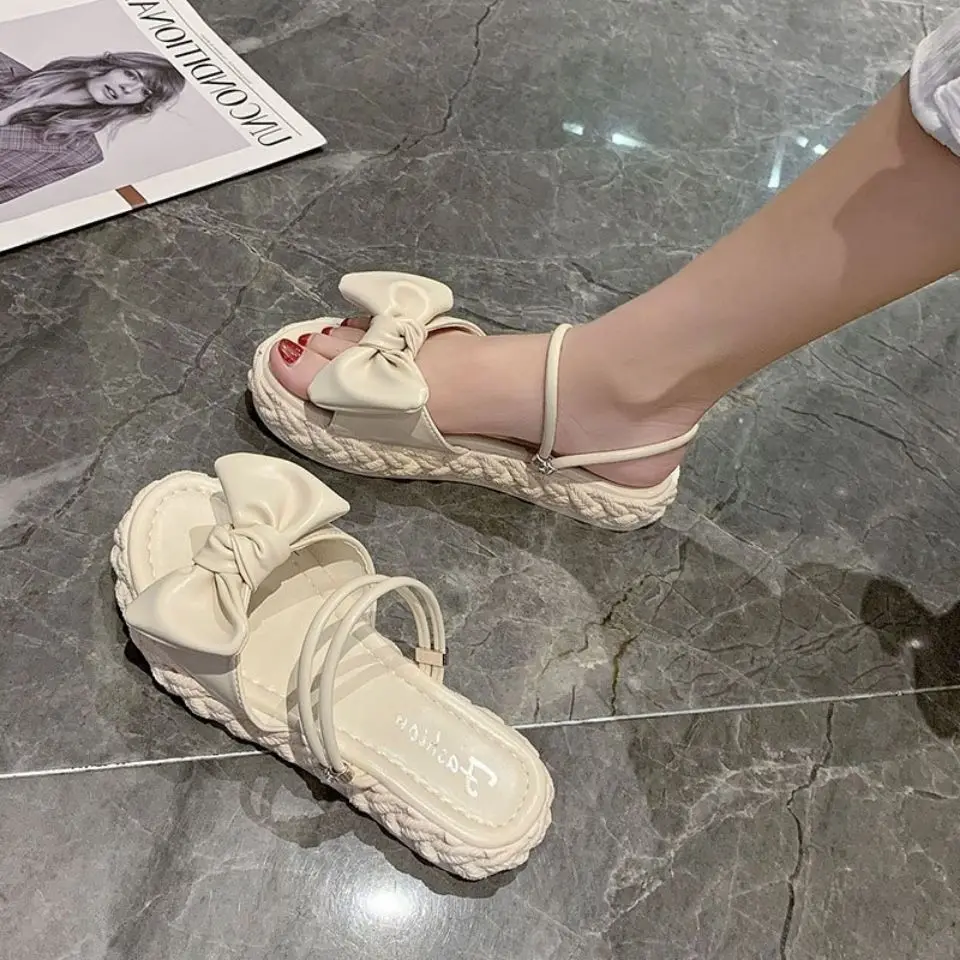 

Fashion Square Crystal High Heels Pearl Women Sandals 2022 Lace Ruffle Beaded High Heels Open Toe Fairy Style Women Slippers