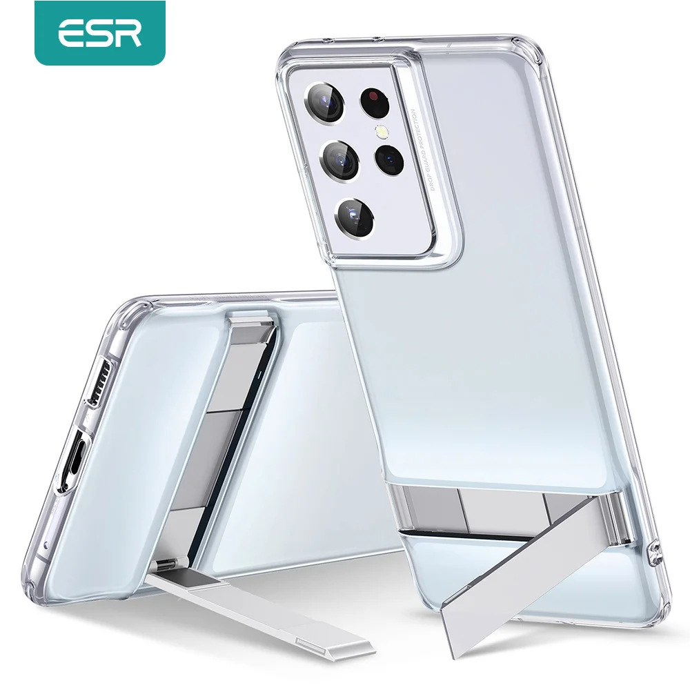 ESR for Samsung S22 Ultra Case S21 Note 20 10 Plus Ultra Case Metal Stand Kickstand TPU Clear Cover for Galaxy S20 Ultra A52