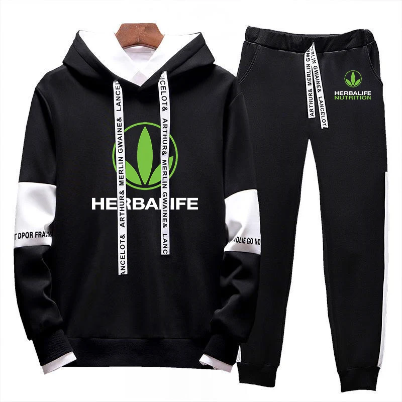 

HERBALIFE NUTRITION 2021 Men Printing 2 Pieces Sets Tracksuit Hooded Sweatshirt+pants Pullover Hoodie Sportwear Suit Clothes