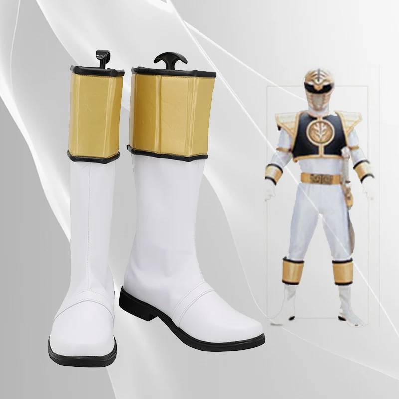 Фото В НАЛИЧИИ Обувь для косплея Tommy Oliver White Ranger Сапоги №1