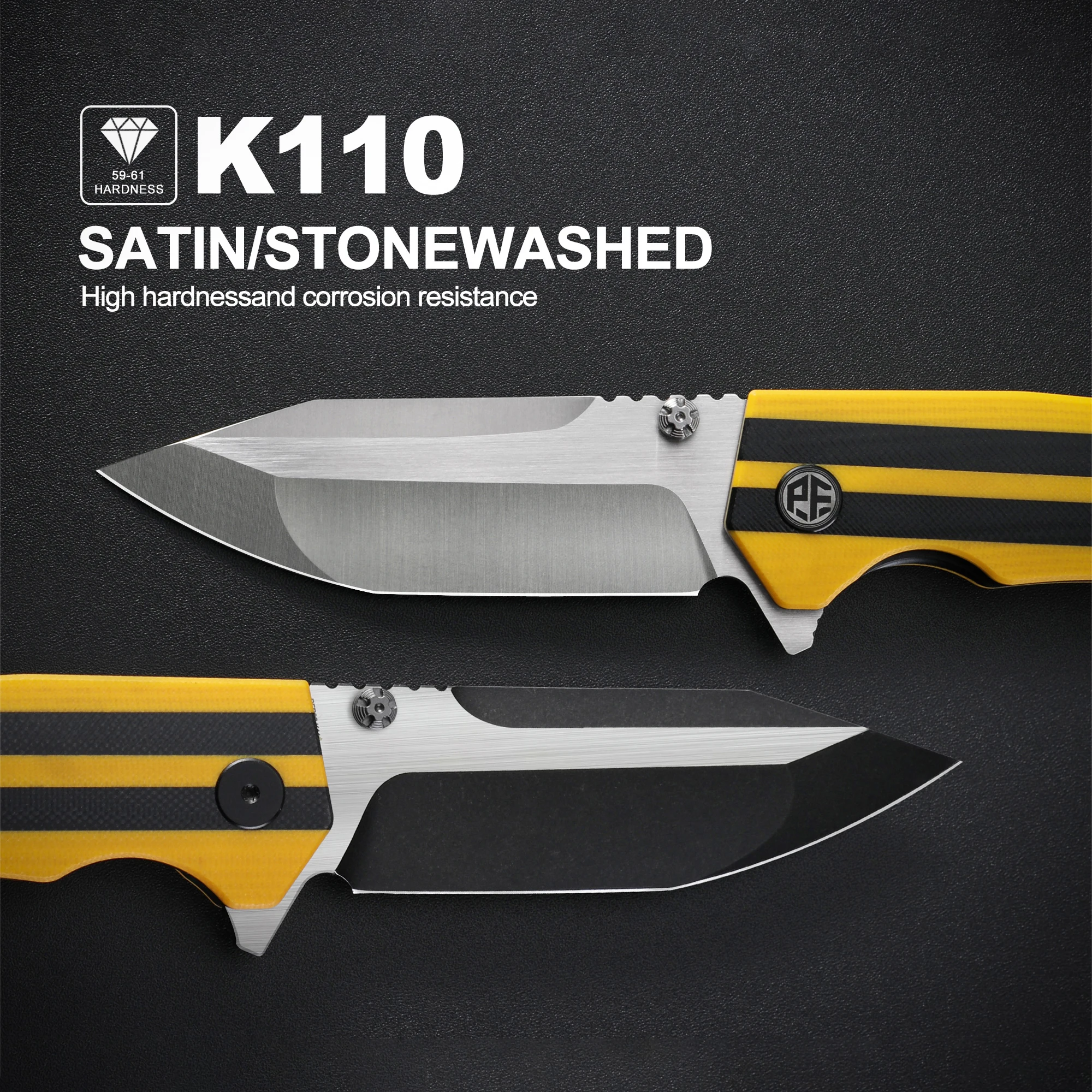 Фото Складной нож Petrified Fish PFP08 с клинком K110 Satin и рукоятью G10, керамический подшипник, Toughbuilt, для активного отдыха, кемпинга, EDC, инструменты для выживания №4
