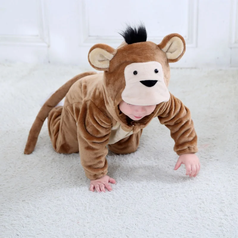 

Ordinary Baby Monkey Costume Kigurumi Cartoon Animal Rompers Infant Toddler Child Jumpsuit Onesie Flannel Halloween Fancy Dre. s