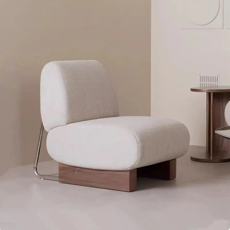 

Nordic solid wood living room single chair fashion creative fabric sofa chair hotel homestay designer art leisure