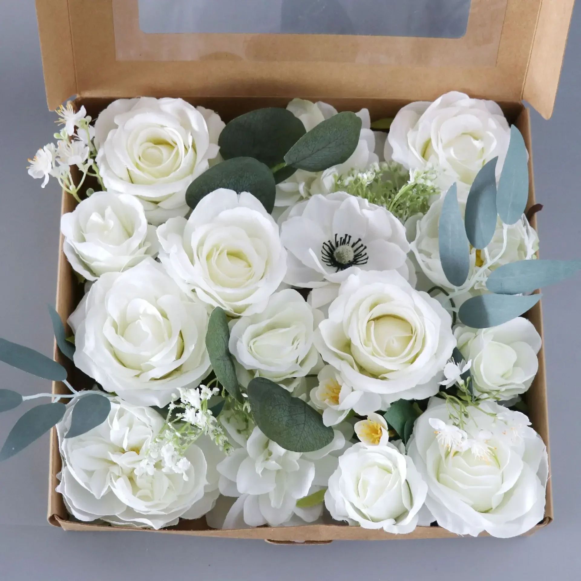 

High Quality Artificial Silk Flowers Gift Box for Wedding Valentine's Day Birthday Gift Fake Flower Head Bouquet for Home Decor