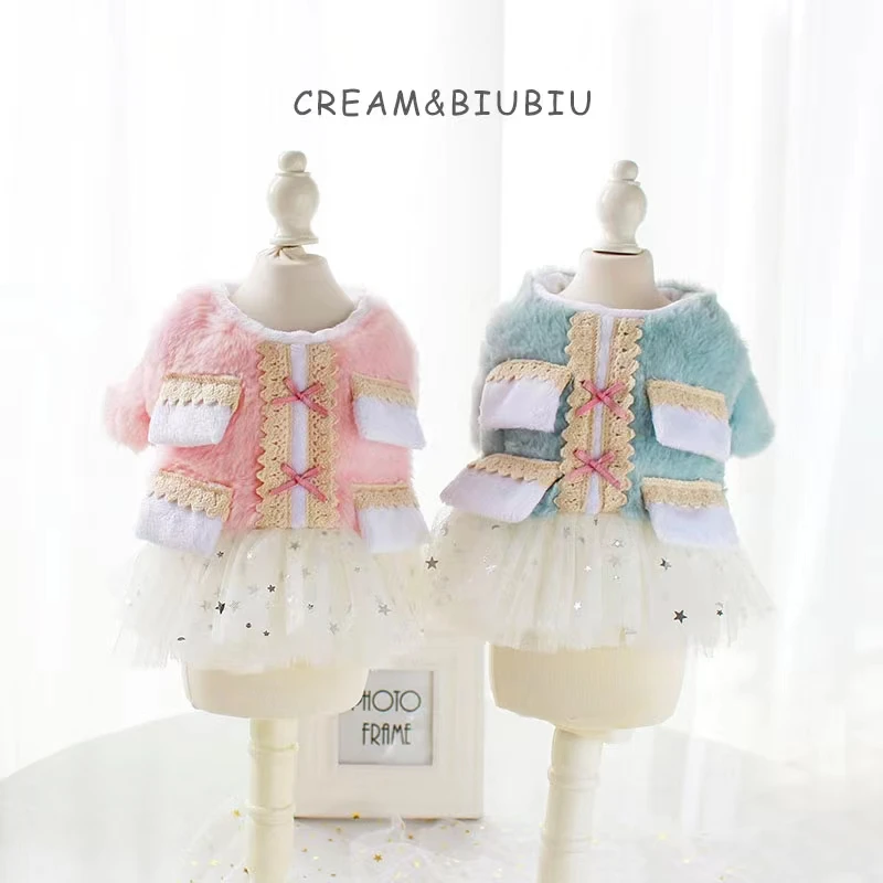 

Pet Clothes Autumn Winter Small Medium Dog Princess Dress Sweet Coat Cute Sweater Warm Wool Kitten Puppy Dress Poodle Chihuahua