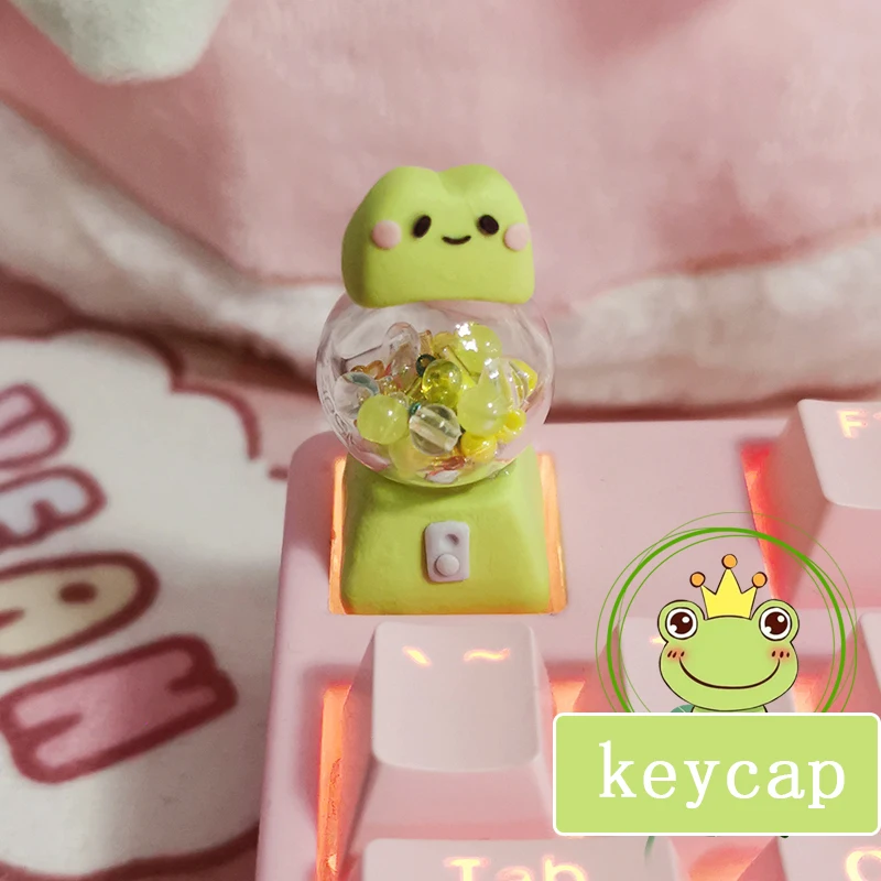 

Hand-Customized Frog Gashapon Machine Keycap CuteThree-Dimensional Game Personality Single ESC Mechanical Keyboard Keycap