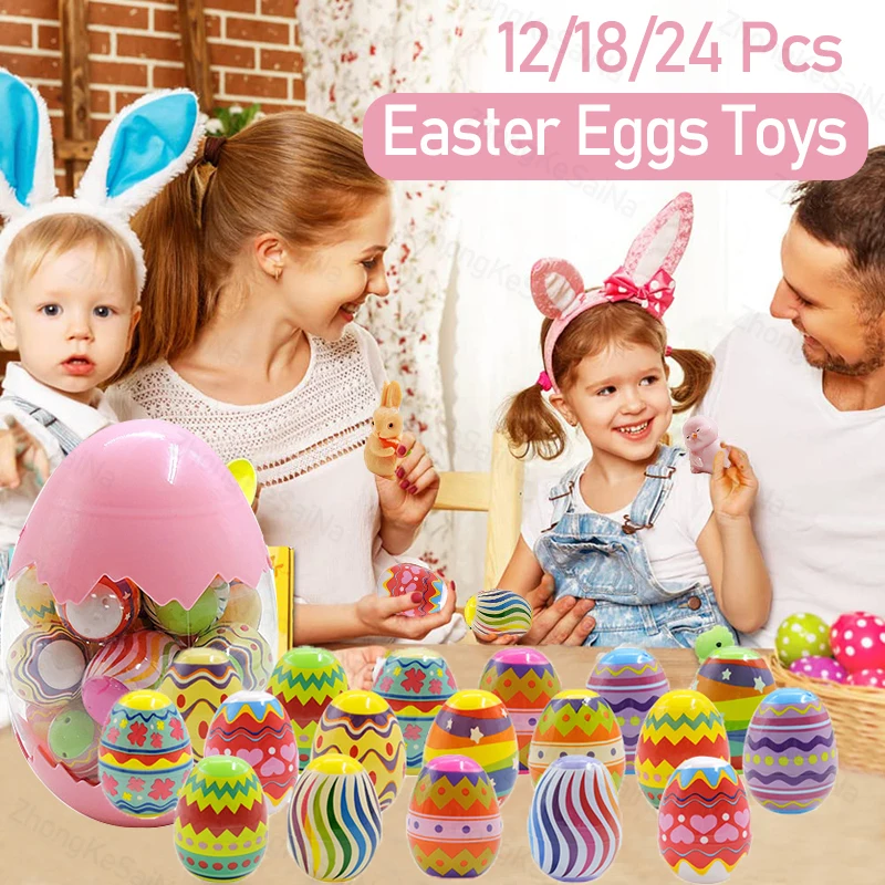 

24 шт., пасхальные яйца, игрушки, животные, динозавры, детские игрушки для снятия стресса, подарки для дома, пасхальные зеркальные украшения для класса/приза