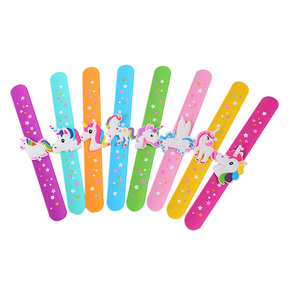 

8pcs Unicorn Slap Bracelets Silicone Wristbands Novelty Bracelet Gifts Birthday Party Favors Random Color