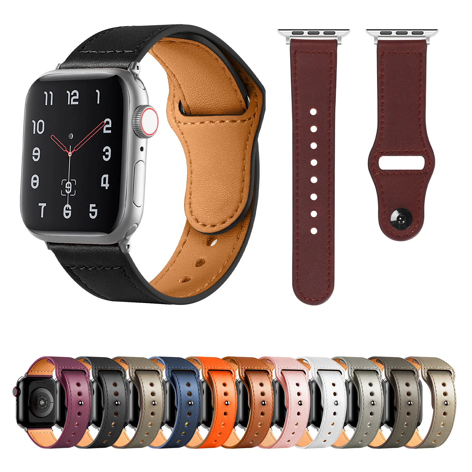 

Leather strap For Apple watch band 44mm 40mm 42mm 38mm 45 mm 41mm Smartwatch Accessories wristband bracelet iWatch 3 4 5 SE 6 7