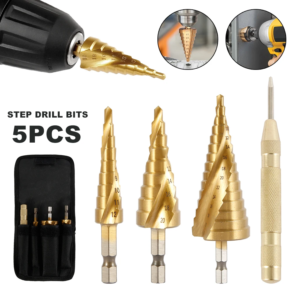 

4-12mm 4-20mm 4-32 mm HSS Step Drill Bit Set Titanium Coated Wood Metal Hole Cutter Core Drill Bit Set Drilling Tool