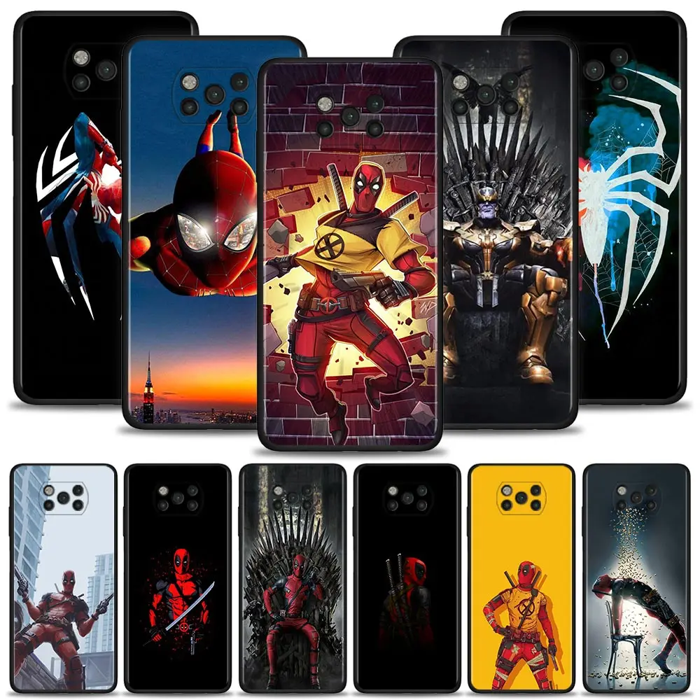 

Marvel Man Deadpool Spider Man Case For Xiaomi POCO X3 X4 NFC M3 M4 Pro Pocophone F1 F3 for MI 12 11T 11 10T Lite 9T Cover