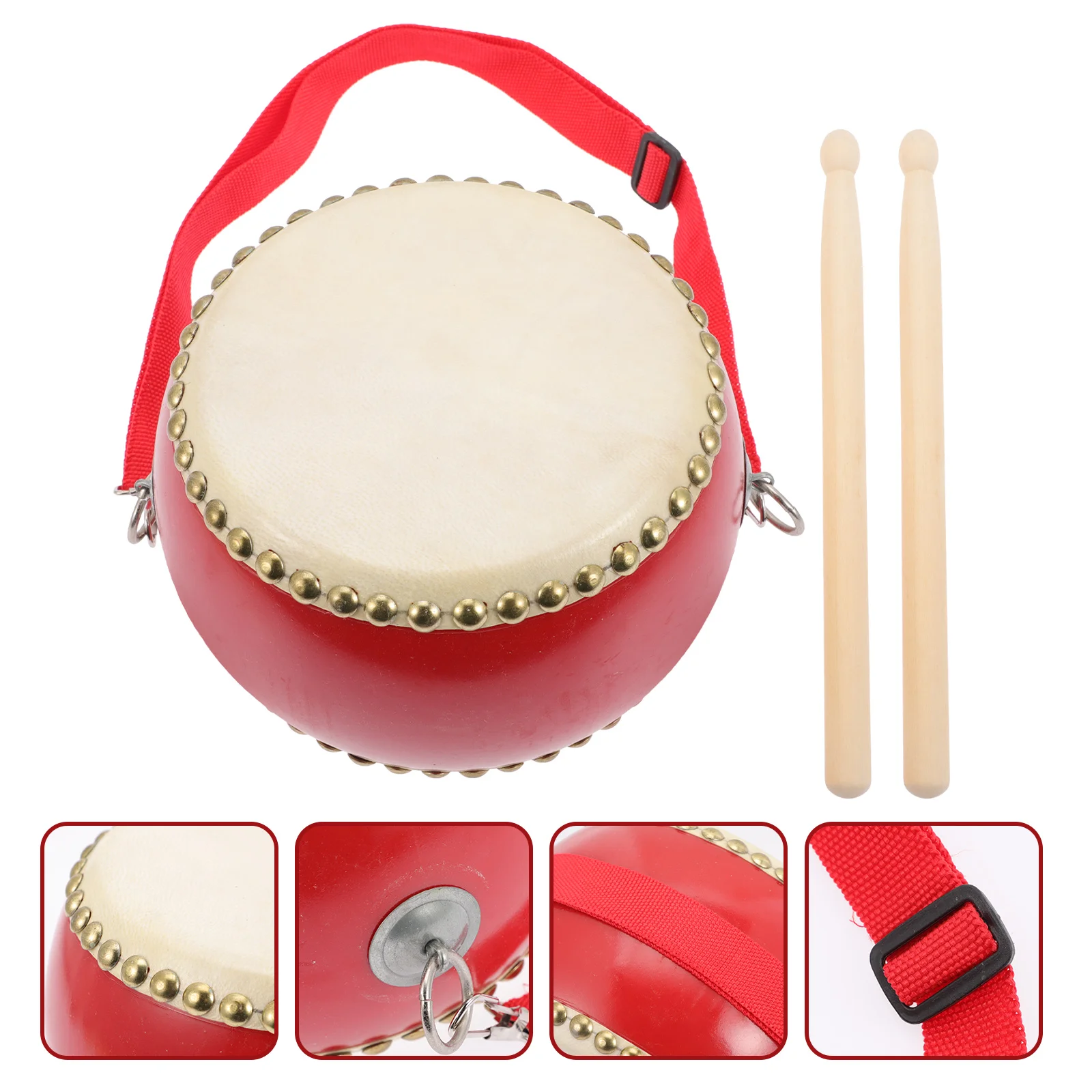 

Drum Dancekids Chinese Hand Finger Taikocymbals Percussion Musical Wooden Drumsticks Folk Mallet Gong Instruments Red Suona