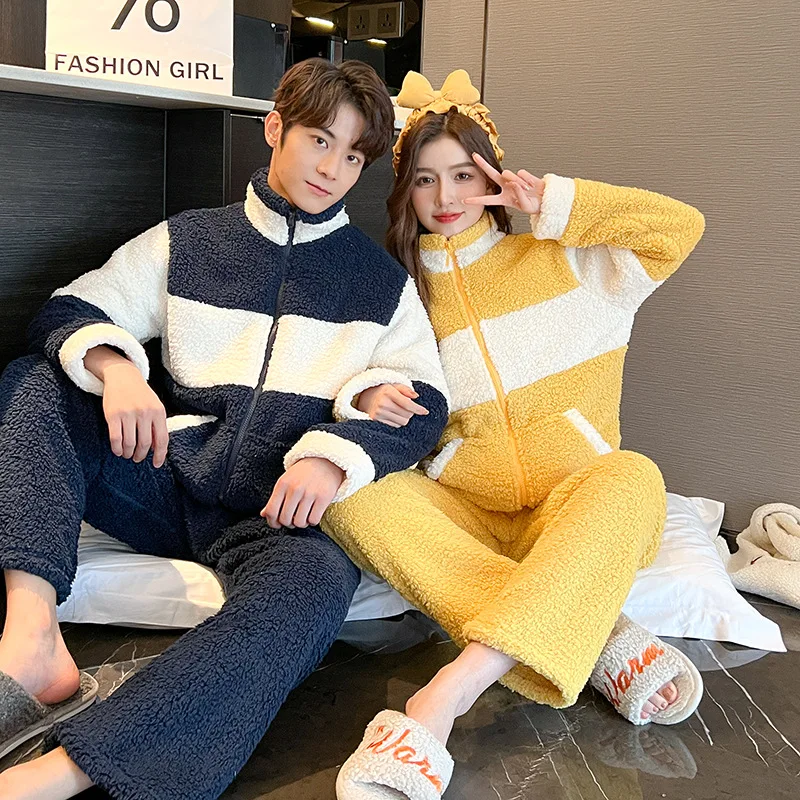 

Женский фланелевый пижамный комплект, коралловый флисовый пижамный комплект с V-образным вырезом и длинными рукавами, одежда для сна, домашняя одежда, зима 2022