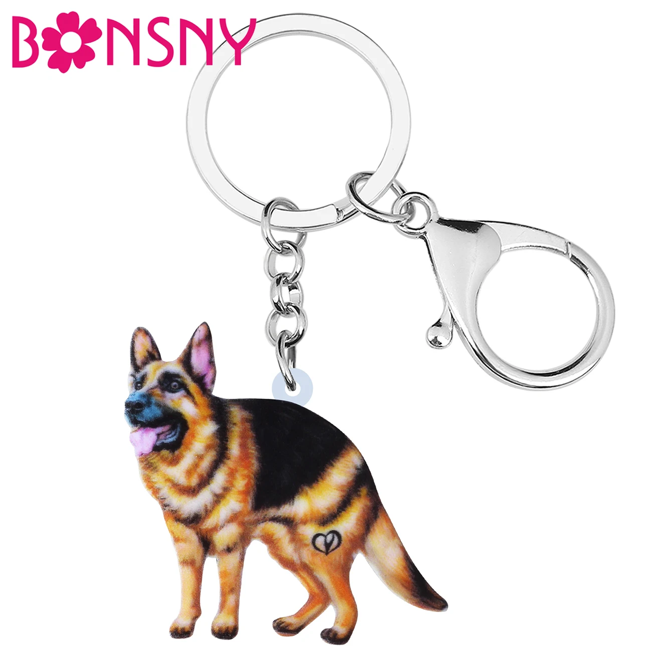 

Bonsny Acrylic Cute German Shepherd Dog Keychains Car Bag Key Ring Chain Gifts Pets Fashion Jewelry for Women Girls Teens Charms