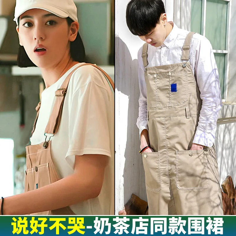 

Apron canvas custom logo milk tea shop cafe baking manicure barber restaurant waiter men and women work clothes