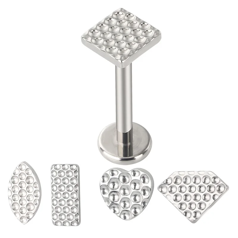 

G23 Titanium EAR PIERC Honeycomb Surface Ear Lip Studs Threaded Labret Tragus Earrings Tongue Stud Unisex Piercing Jewelry