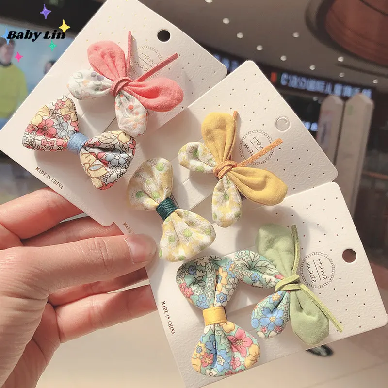 

Baby Accessories Barrettes 2 PCS/Set Kids Bow Hairpin Girl Floral Clips Fresh Cute Anti-hurt Hair Pin Fashion Princess Headwear