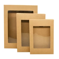 3 2 7 inch wedding birthday gift boxes with windows kraft paper box for guests present candy christmas business goody packaging