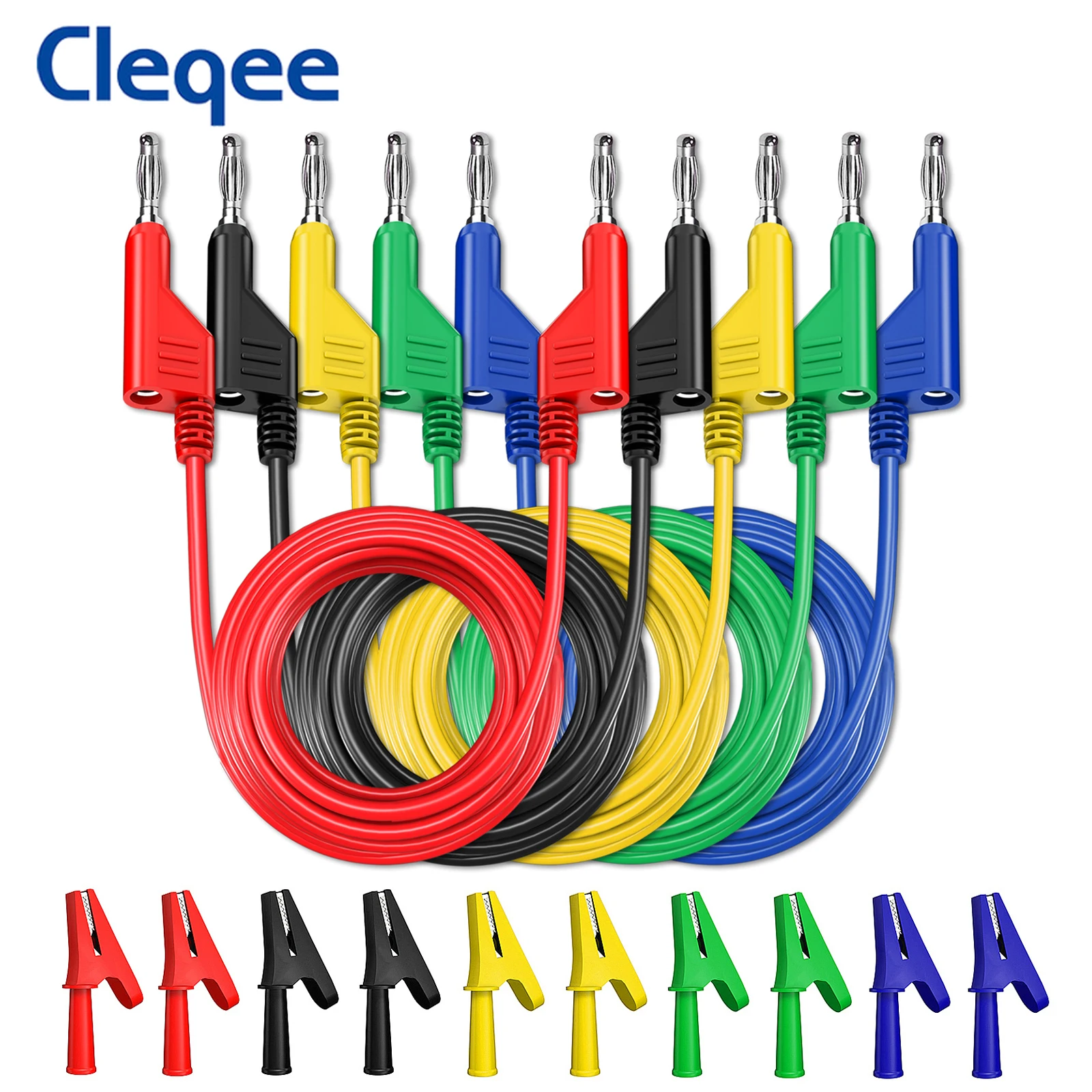 

Cleqee P1036.2002 Series 15PCS Dual 4mm Banana Plug Multimeter Test Leads Kit with Insulation Alligator Clips Set 1000V