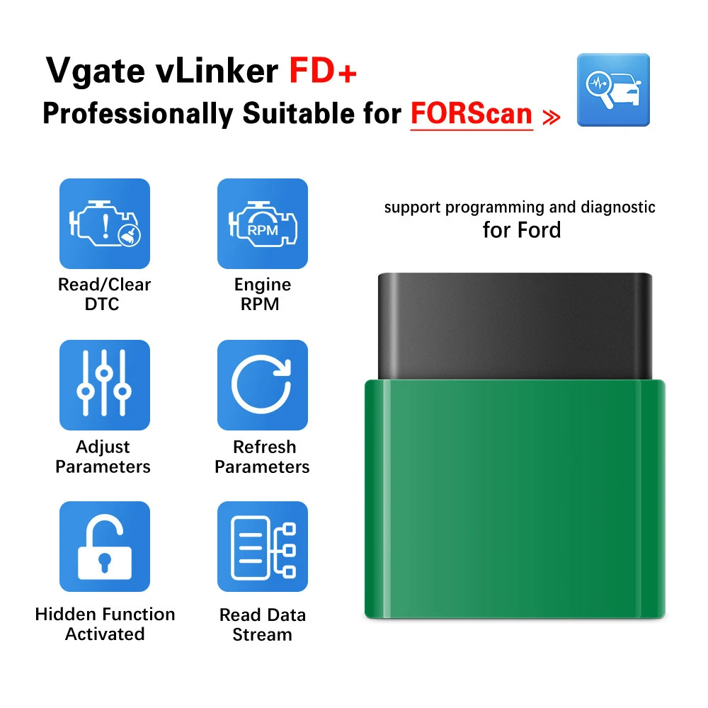 Автомобильный диагностический сканер VLinker FD + V2.2 J2534 ELM327 OBD 2 WIFI