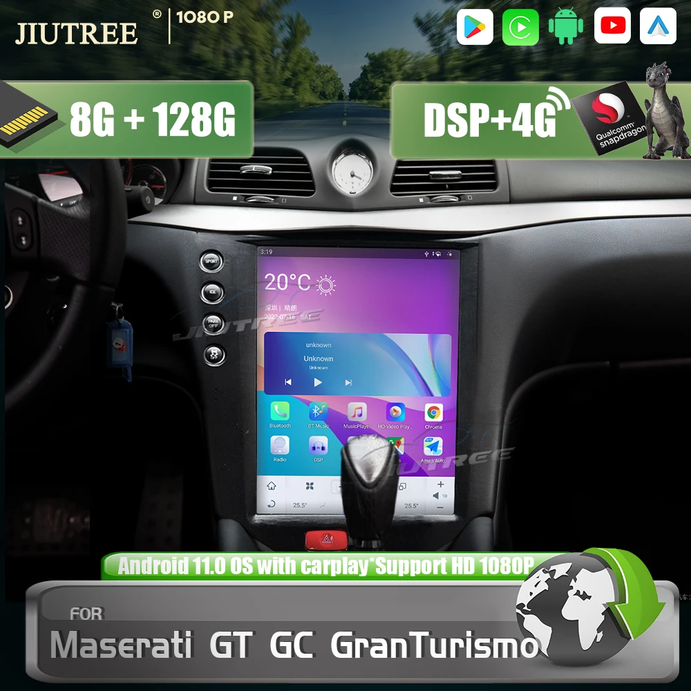 

Автомобильный радиоприемник Qualcomm Android 11 в стиле Tesla для Maserati GT GC granтуризм 2007 2008 2009-2017 Android Автомобильный GPS навигатор Carplay