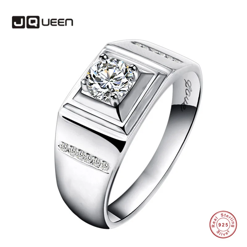 

JQUEEN Round Wedding Ring Pair Ring Set 5A Cubic Zirconia Platinum for Men 925 Jewelry Crystal Rings