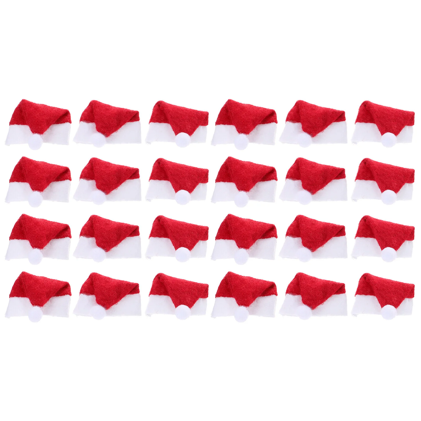 

24 Pcs Small Hat Party Accessories Red Hats Silverware Lollipop Decor Xmas Non-woven Fabric Hand