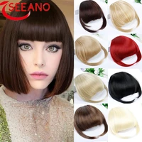 seeano synthetic bangs clip in hair extensions red brown color blonde fake tassel hair natural wig female clip on bangs 2022 new